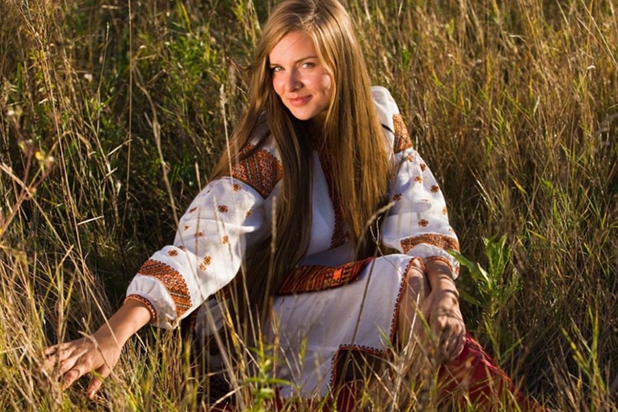 Model Women in Slavic costumes in Kathmandu