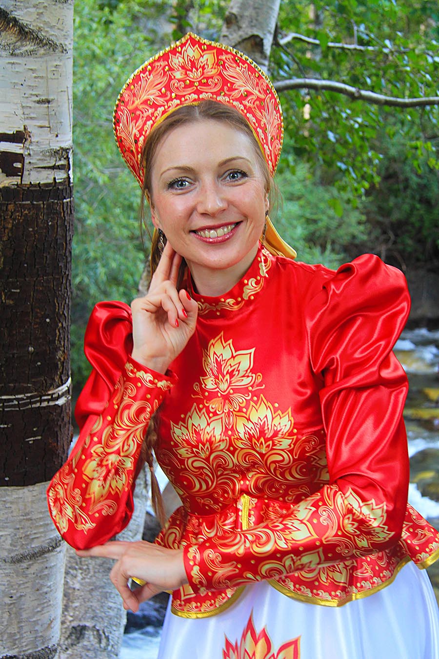 Women in Slavic costumes in Kathmandu