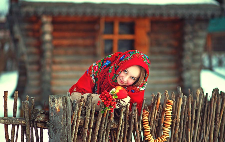 Sexy girl Women in Slavic costumes in Kathmandu