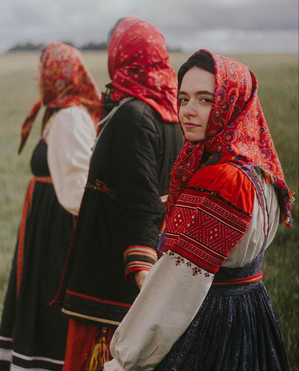 Women in Slavic costumes in Kathmandu